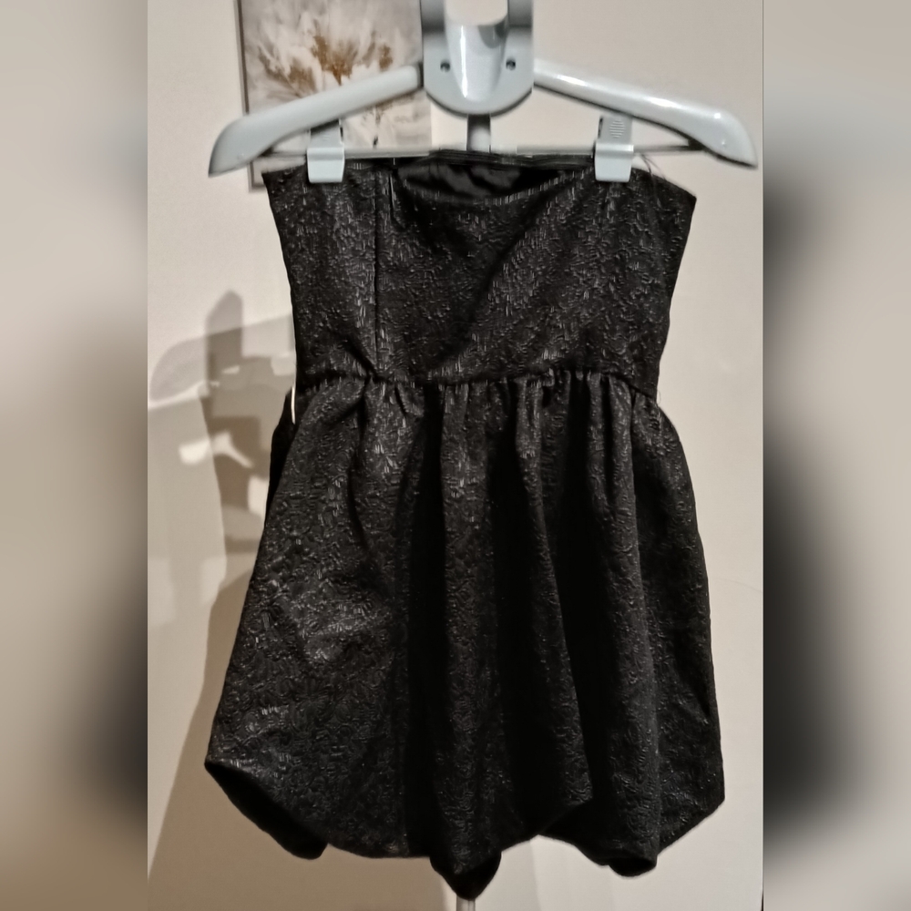 Zara Black Textured Strapless Midi Dress - Picture 2 of 5